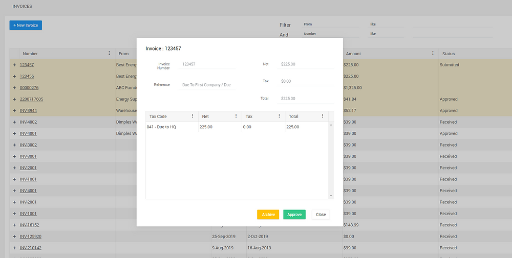 Ocerra AP software Due to intercompany posting