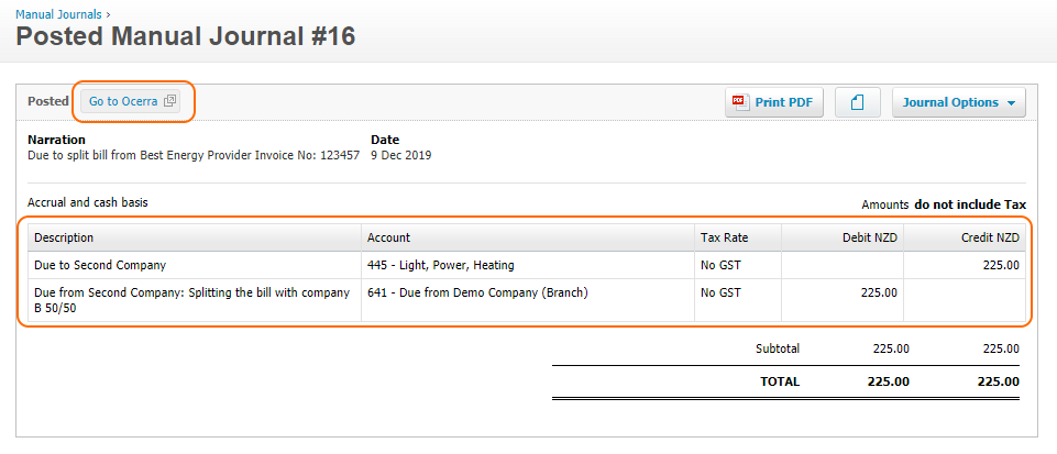 Intercompany auto posting to manual journal in Xero