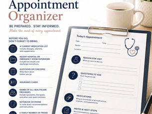 Doctor's Appointment Organizer Keep medications, questions, notes, recommendations, and follow-up appointments all in one convenient place.