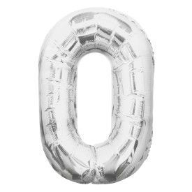 Foil 34" Number Balloon - Silver 0