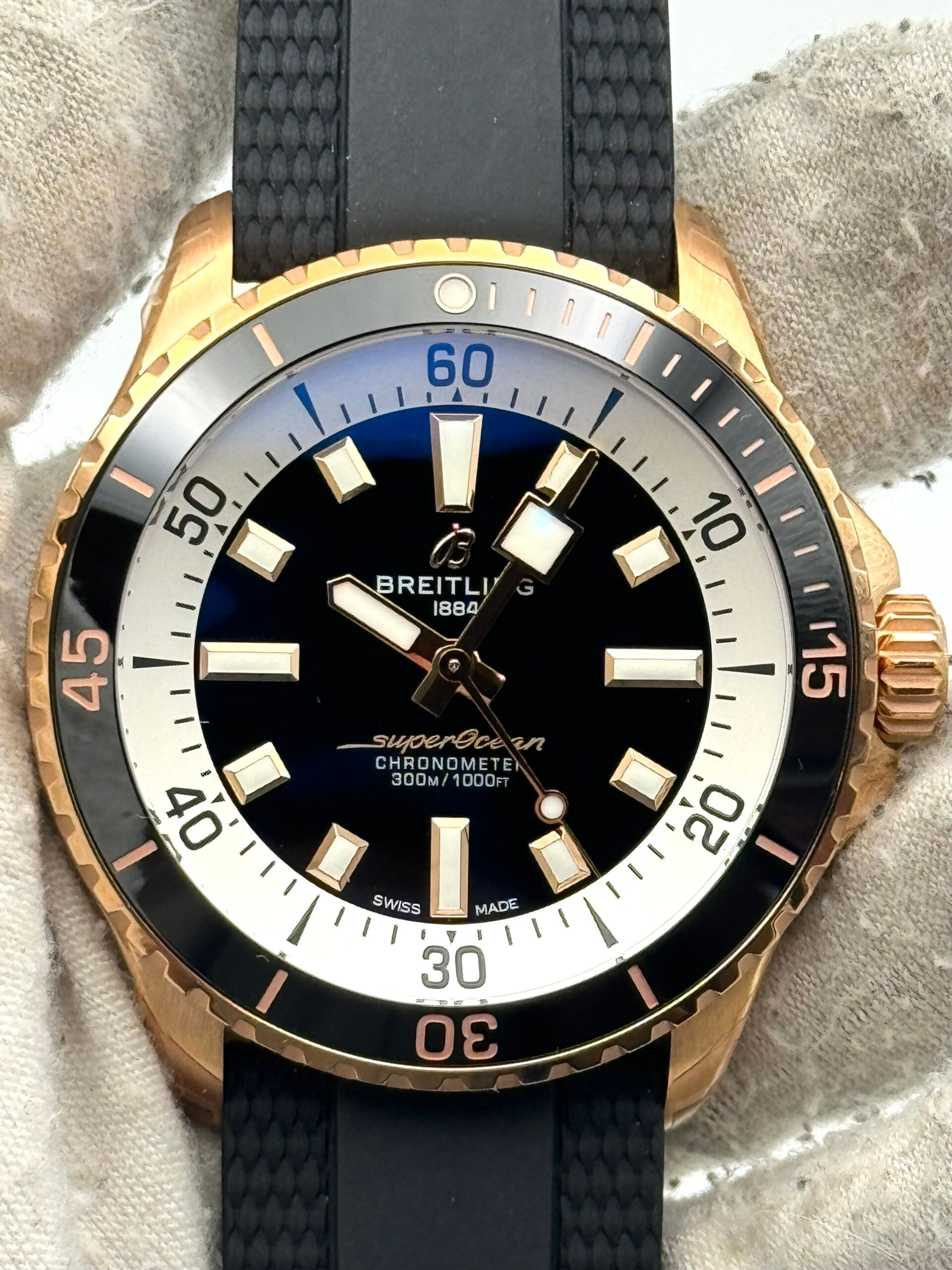Breitling Superocean R17375 Superocean Automatic 42mm Black Dial Rose Gold R1737