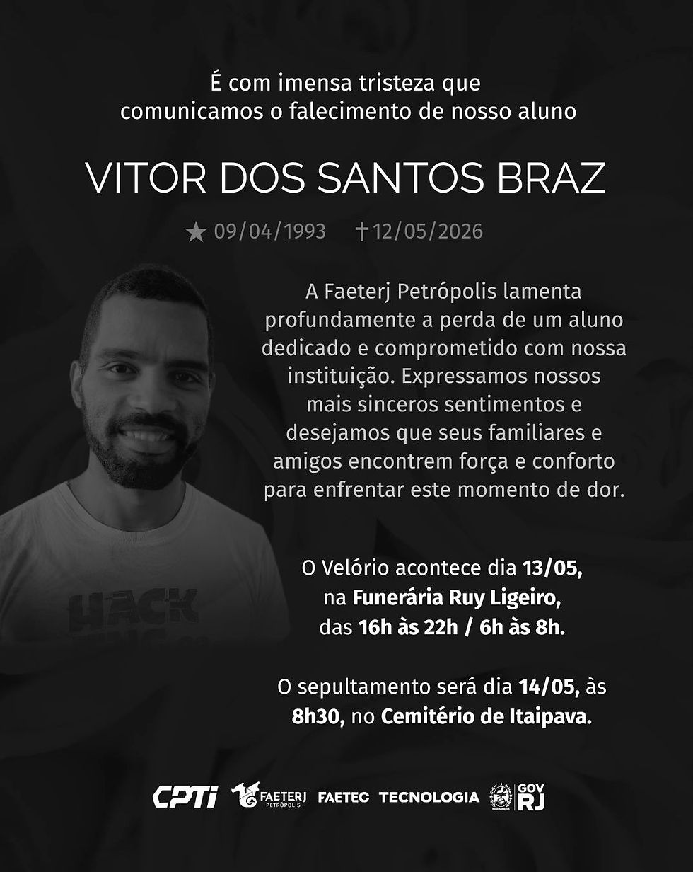 Nota de Falecimento - Vitor dos Santos Braz