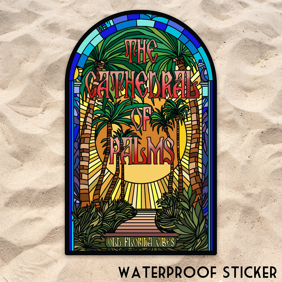 The Cathedral of Palms sticker with tropical design and 