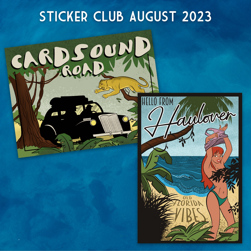 Thumbnail: Sticker Club August 2023 Cardsound Road and Haulover Florida Vibes stickers.