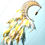 Thumbnail: Crescent Moon-shaped Tree of Life Citrine Dream Catcher with yellow/brown and white feathers