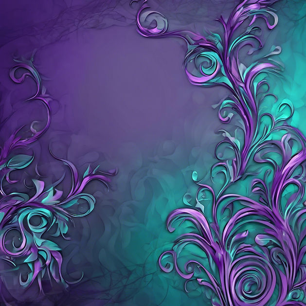 Purple and teal ornate swirls