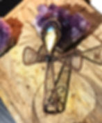 Handmade Labradorite Ankh with flash