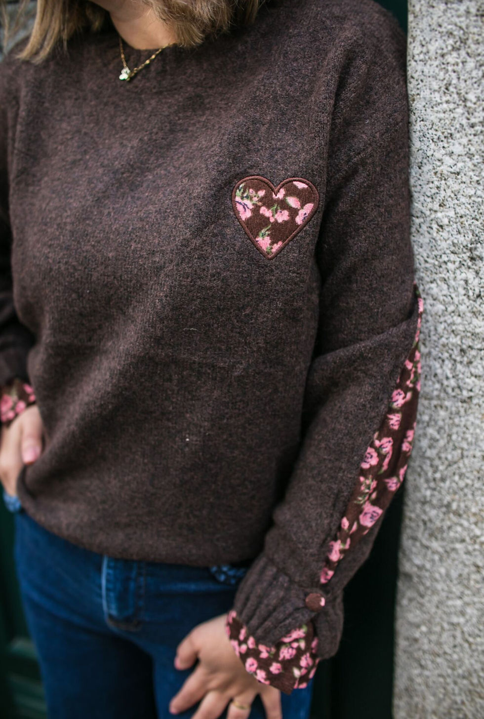 Miniatura: Camisola malha com detalhes em bombazine