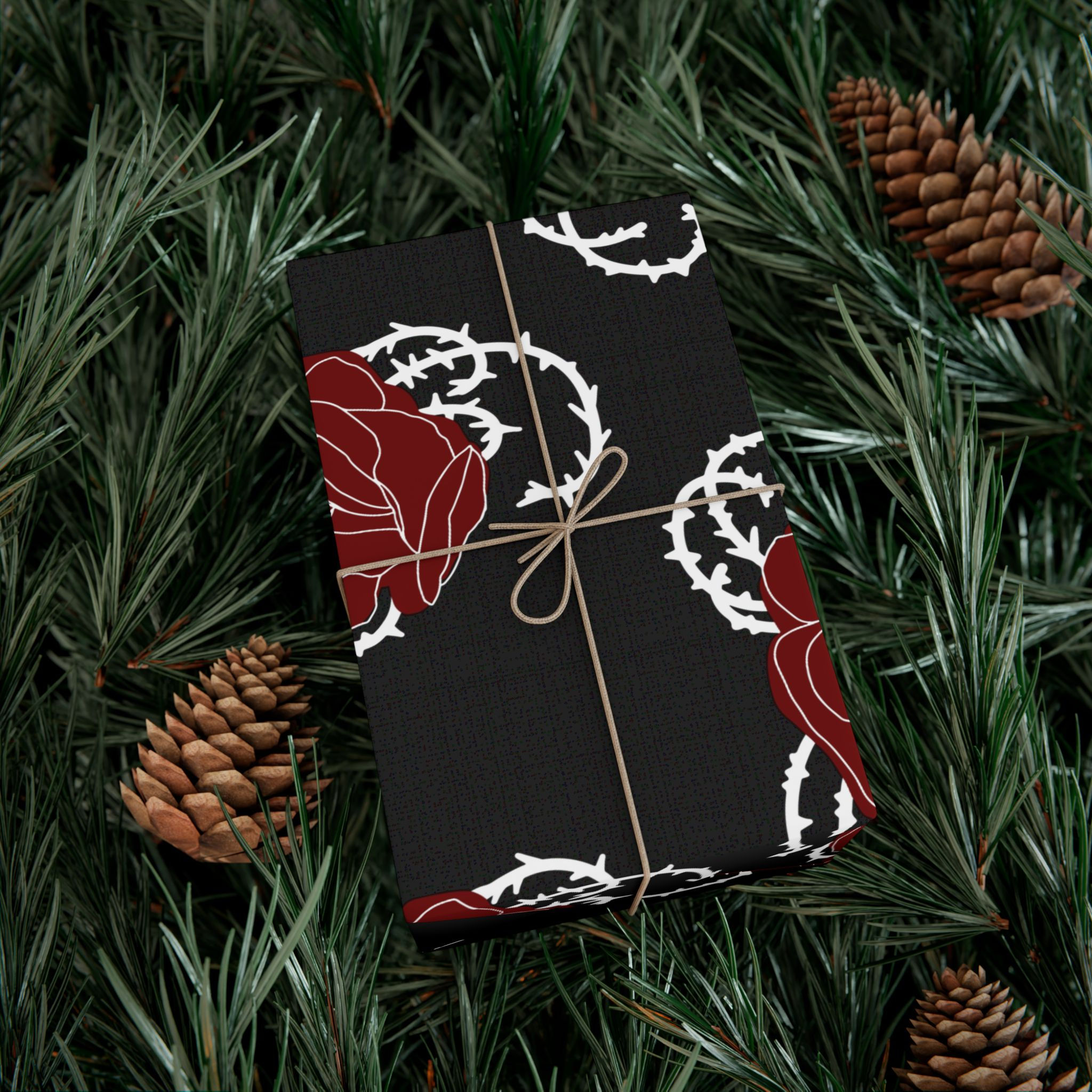 Dark Rose Gift Wrap Paper — Gothic Red Rose Wrapping Paper for Valentine’s
