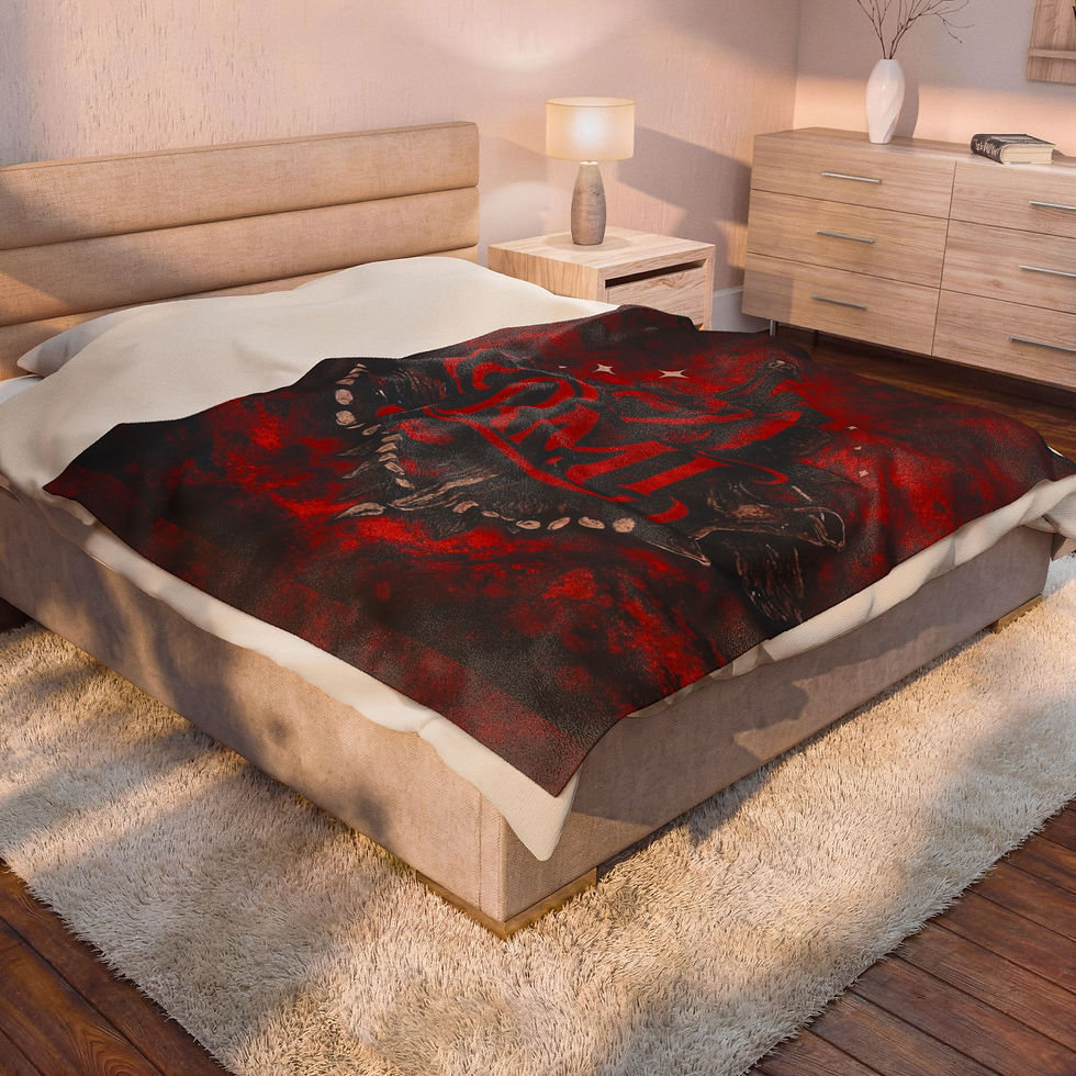 Thumbnail: Gothic Rose 'RMI' Velveteen Plush Blanket - Red Dark Floral Throw