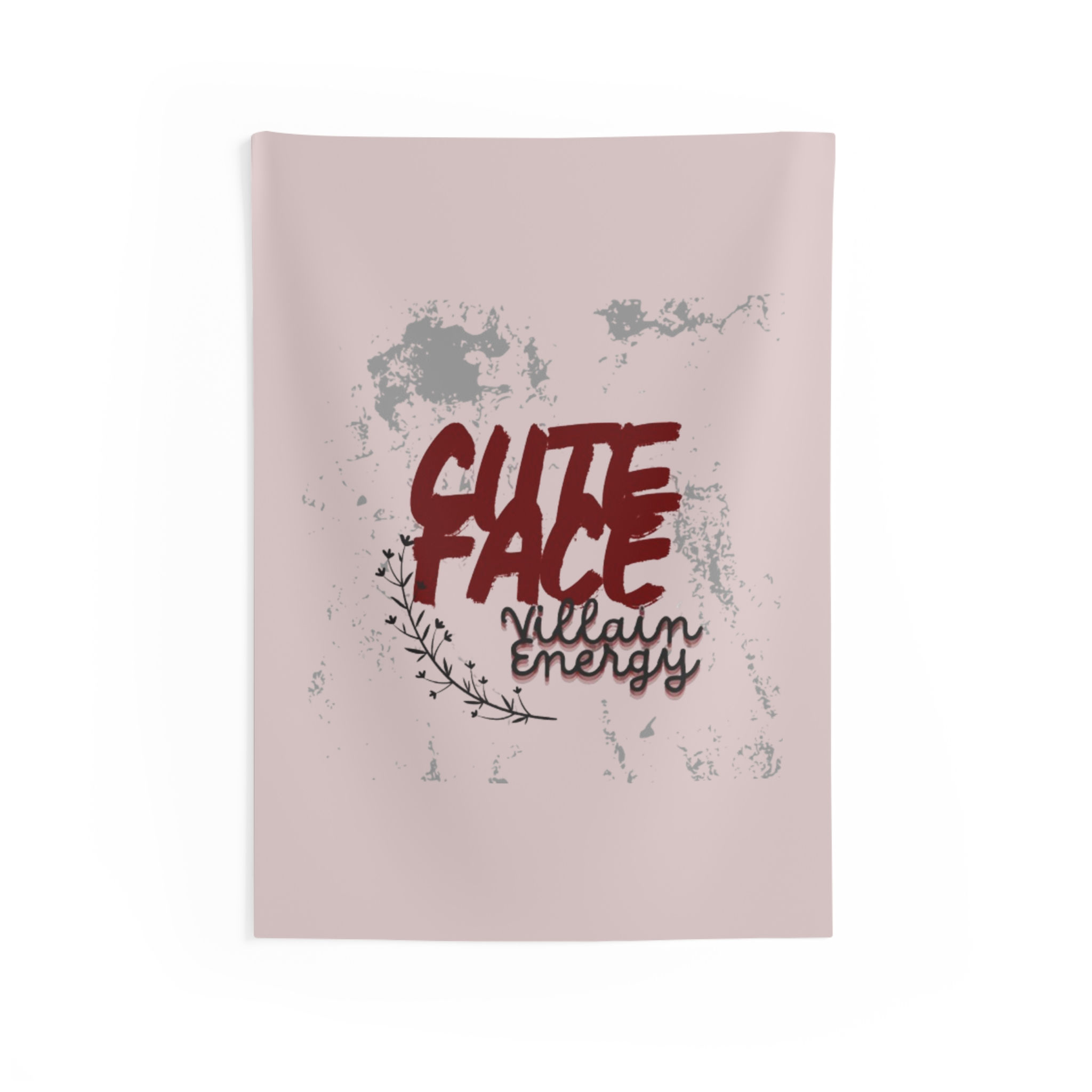Cute Face Villain Energy Tapestry — Aesthetic Pink Wall Decor