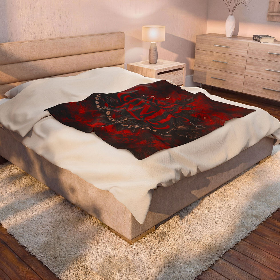 Thumbnail: Gothic Rose 'RMI' Velveteen Plush Blanket - Red Dark Floral Throw