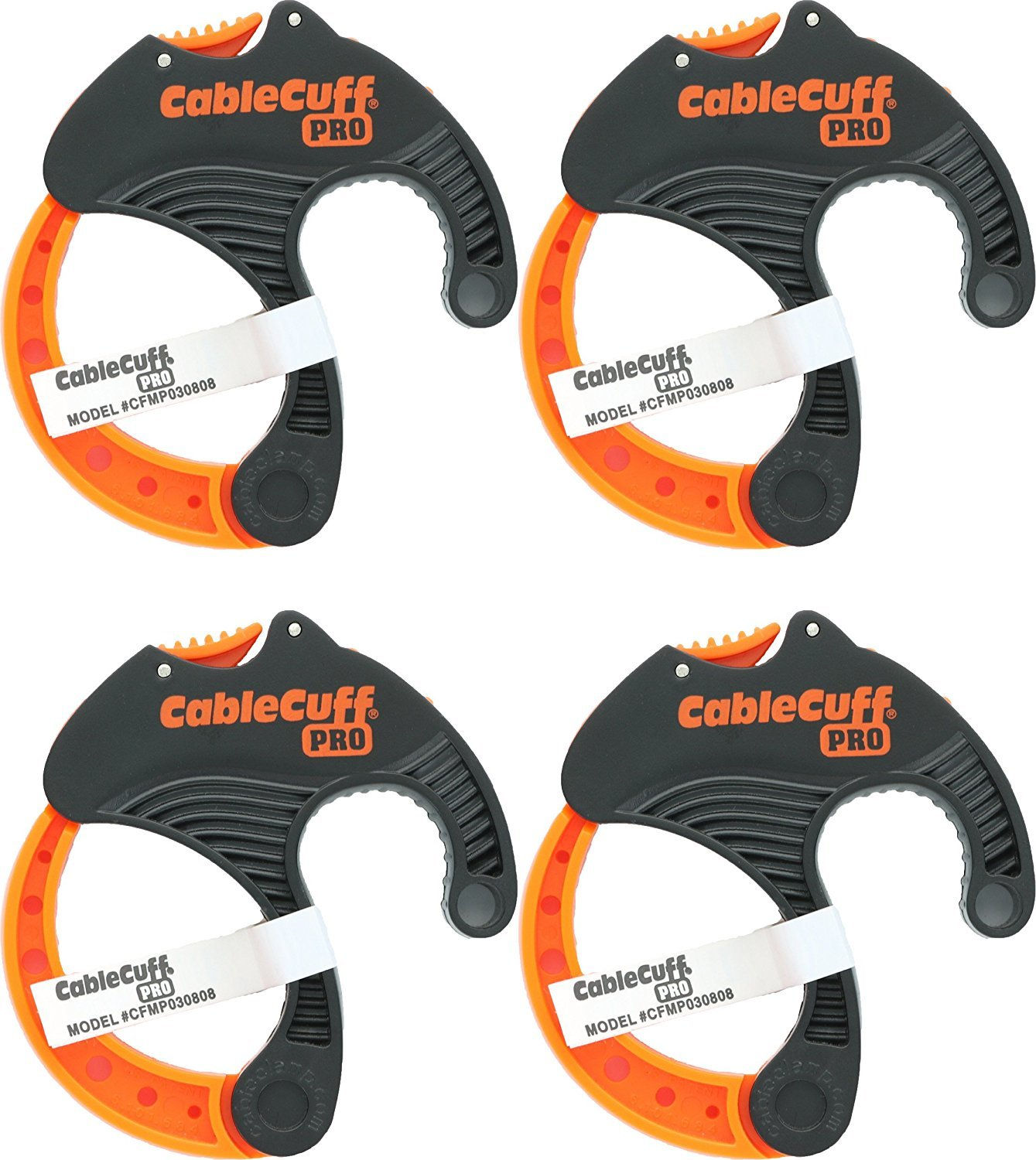 Cable Cuff PRO (4 Pack: 4x Medium 2 Inch Diameter) Adjustable Reusable Cable Tie