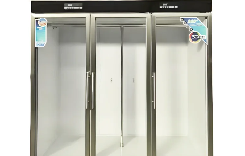Built-in UV sterilization system and digital controller in a meat aging cabinet