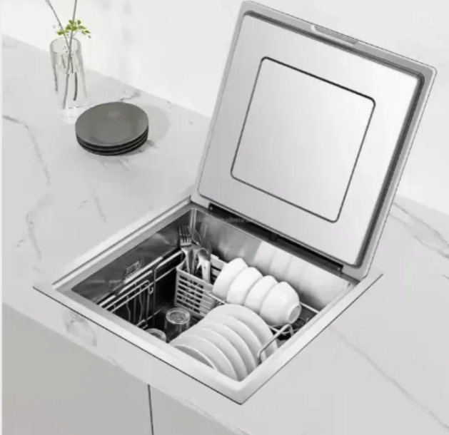 Durable stainless steel construction of a professional industrial dishwasher