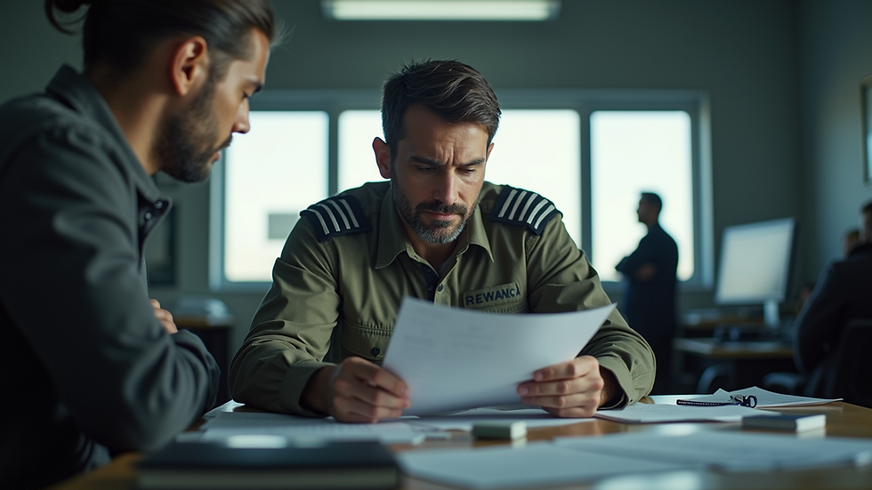Eye-level view of a pilot studying aviation English materials