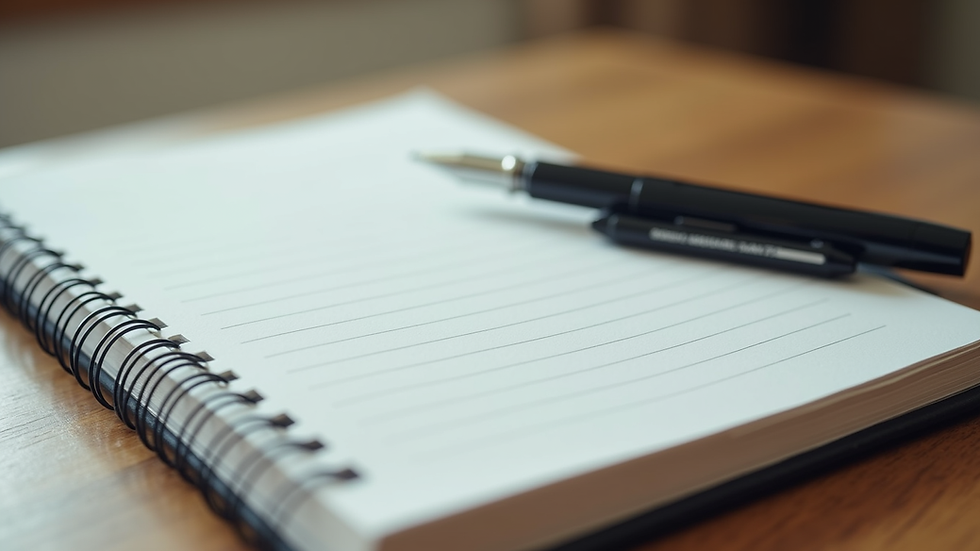 Close-up view of a notebook and pen on a wooden table, ready for a counseling session