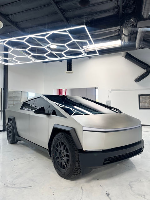 Tesla Cybertruck with ceramic coating applied for durable protection and sleek finish