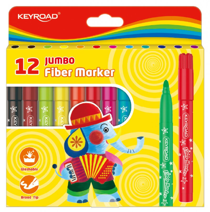 Keyroad Jumbo Fiber Marker, te trasha, me 12 cope, lahet