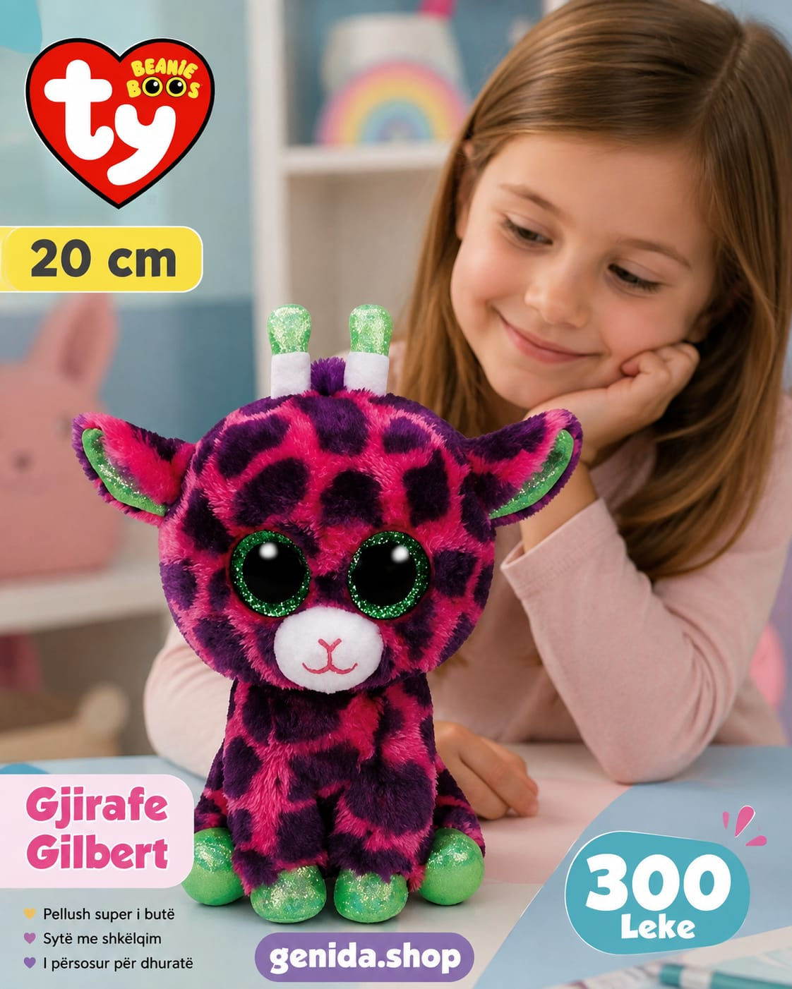 Gjirafe Gilbert: TY Beanie Boos 20 cm