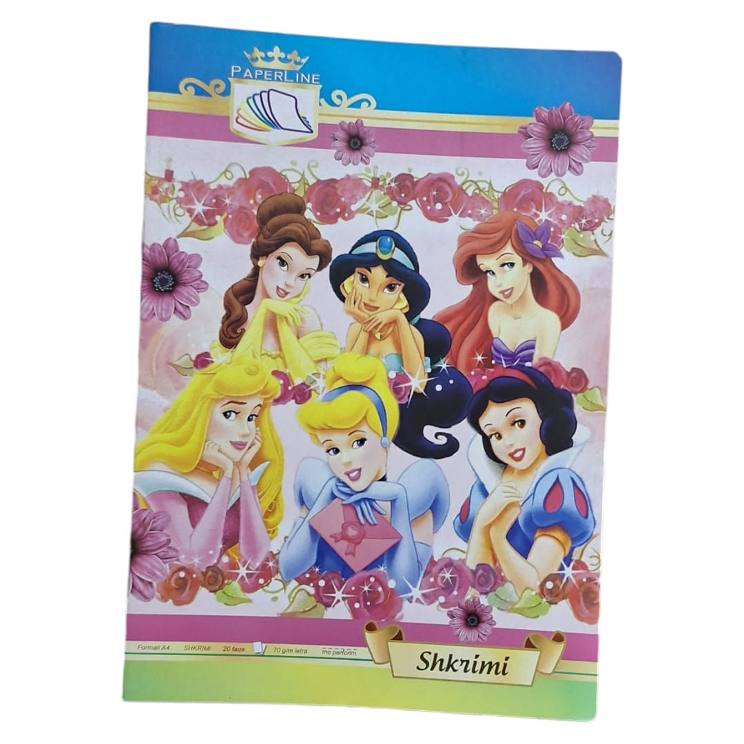Fletore shkrimi A4 me perforim me princesha 20fq
