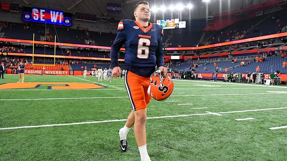 Syracuse QB Kyle McCord jogs off the field following a clash with the Ohio Bobcats. (Photo: Rich Barnes / Imagn Images)