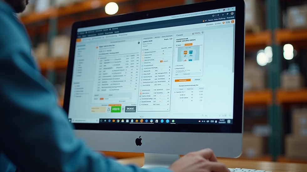 Eye-level view of a computer screen showing inventory management software