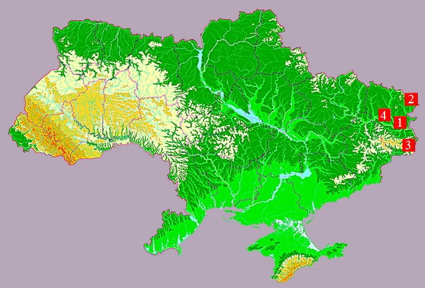 Луганський природний заповідник на карті України