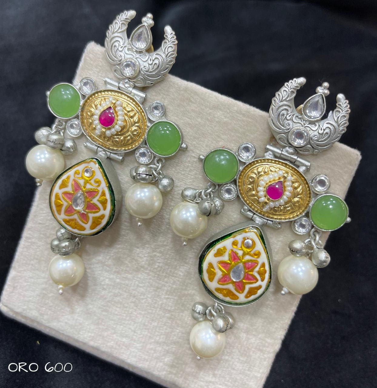 Crescent Moon Flower Earrings