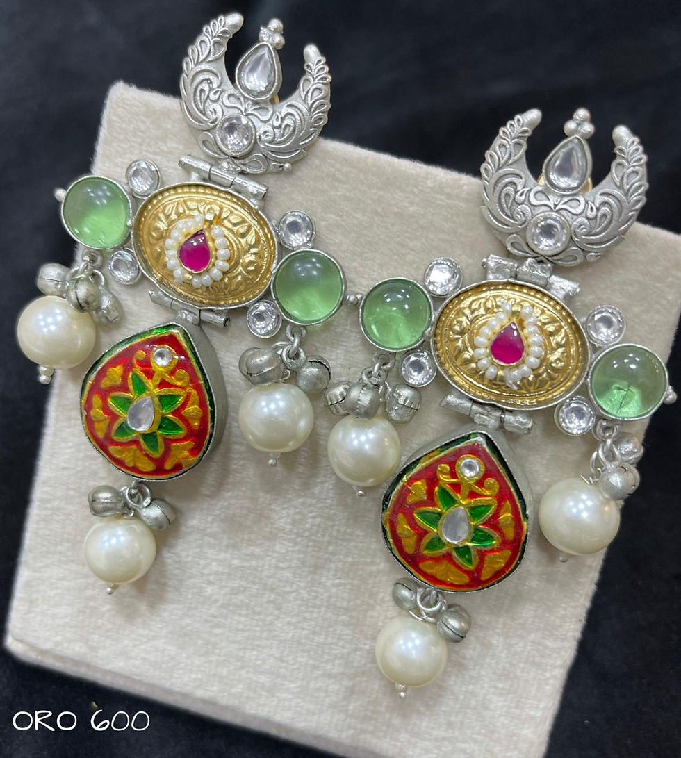 Thumbnail: Crescent Moon Flower Earrings