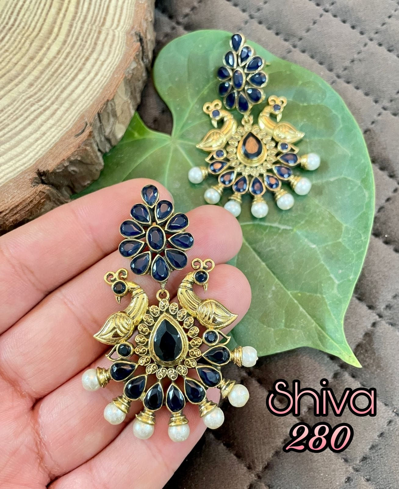 Gold Peacock Stud Earrings