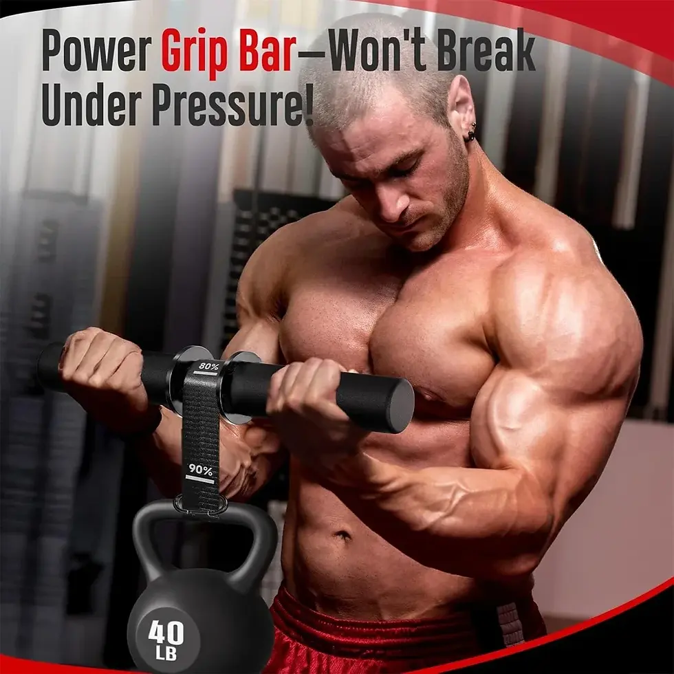 Thumbnail: Adjustable Forearm Strength Trainer Wrist Roller With Thickened Non-Slip Handle 