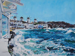 Mykonos Windmills 12x16