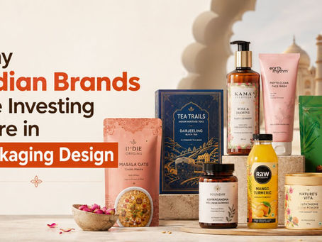 Why Indian Brands Are Investing More in Packaging Design — a premium editorial composition featuring Indian food, skincare, beverage, and wellness packaging.