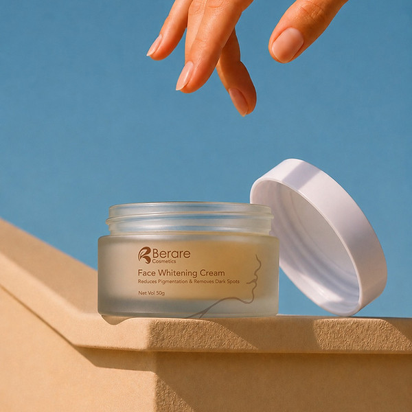 Berare face whitening cream in premium cosmetic jar packaging.