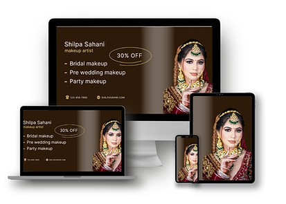Responsive makeup artist website mockup