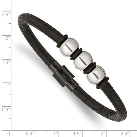 Thumbnail: Stainless Leather Bracelet