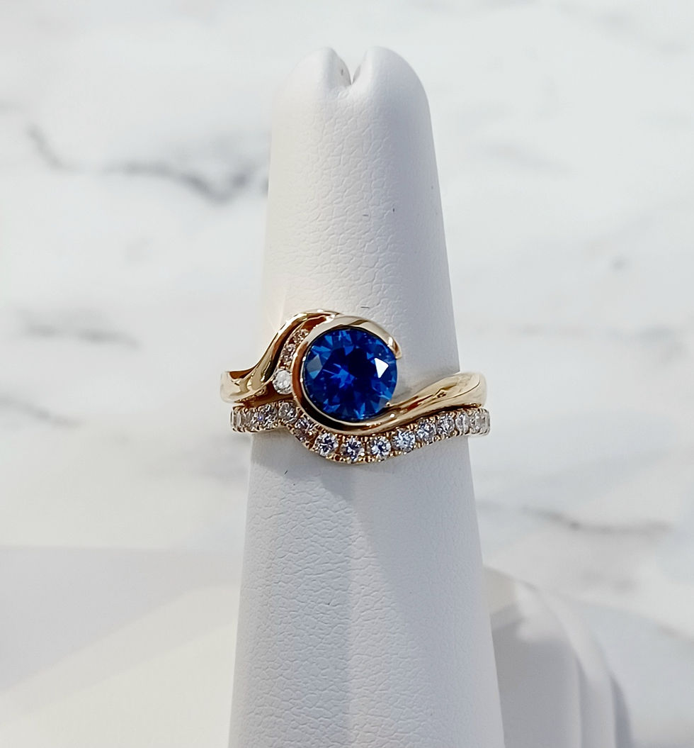 Thumbnail: Blue Spinel Wave Ring Set