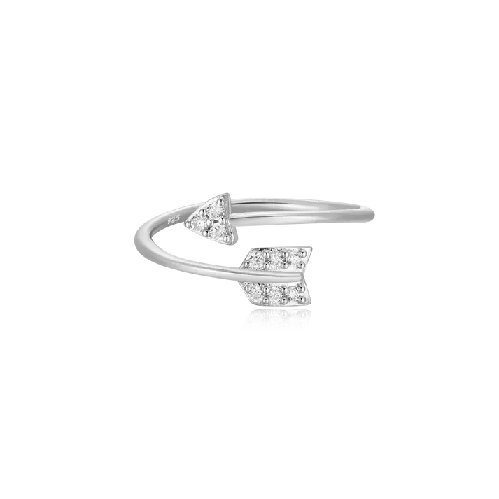 Arrow Bypass Ring in Rhodium-Plated Sterling Silver