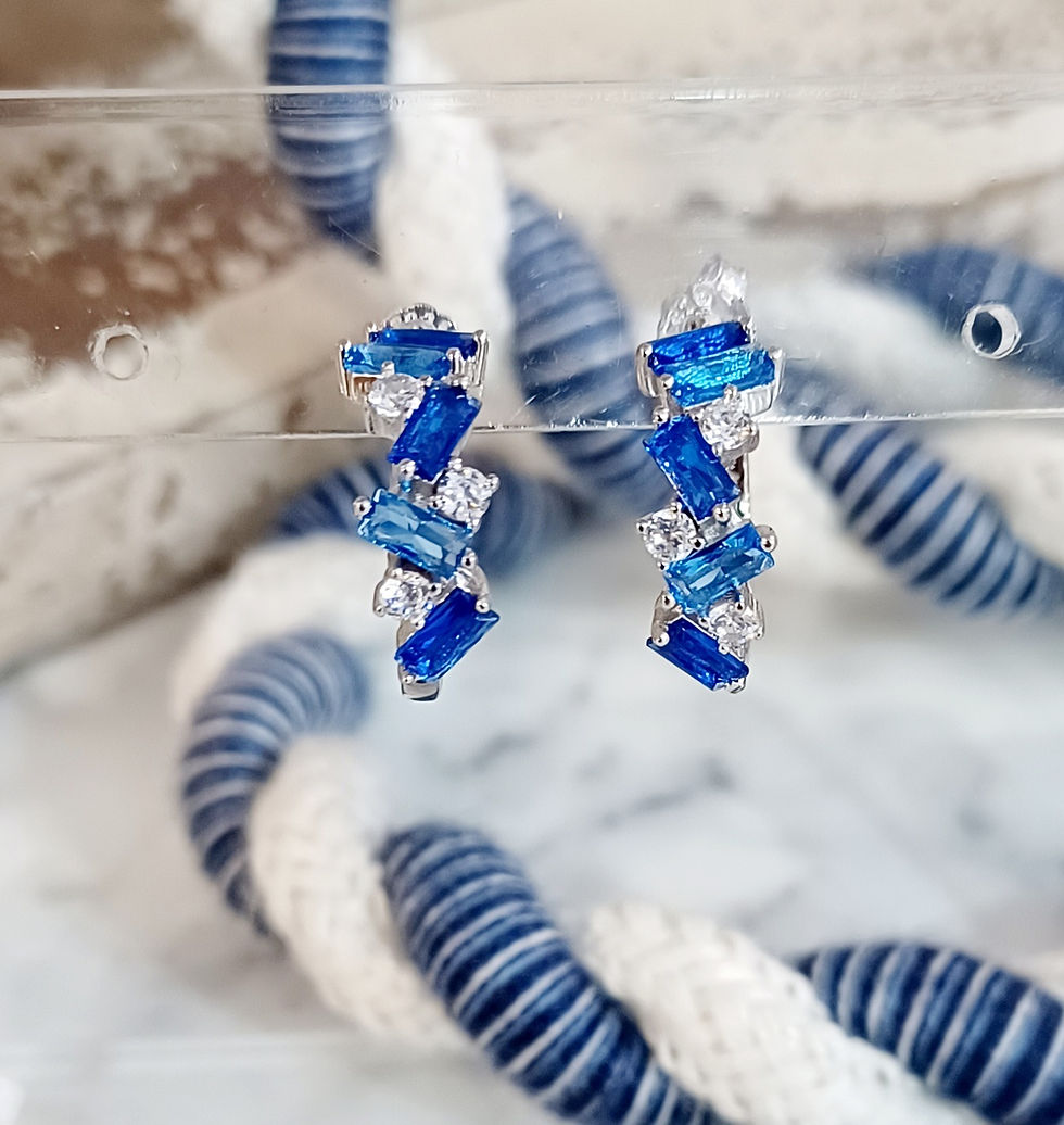 Thumbnail: Blue Spinel Post Hoop Earrings