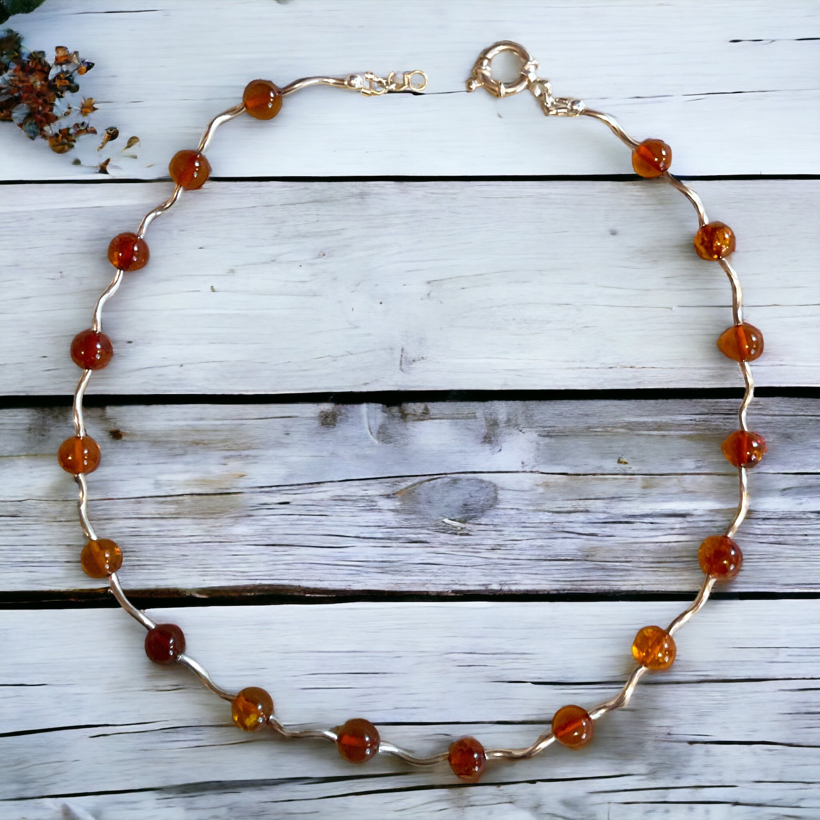 Baltic Amber Necklace: “Honey Amber and Sterling Tin Cup”