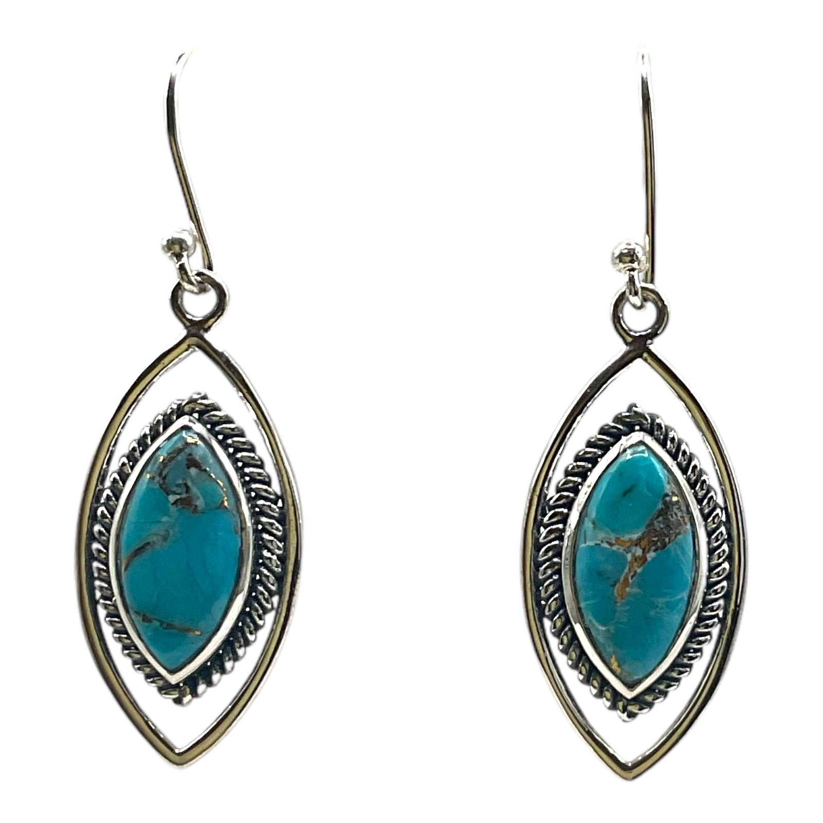 Mojave Turquoise Earrings - Blue Turquoise Marquise Earrings