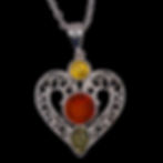 Baltic Amber Heart Pendant - Tri-Color Amber Heart Pendant