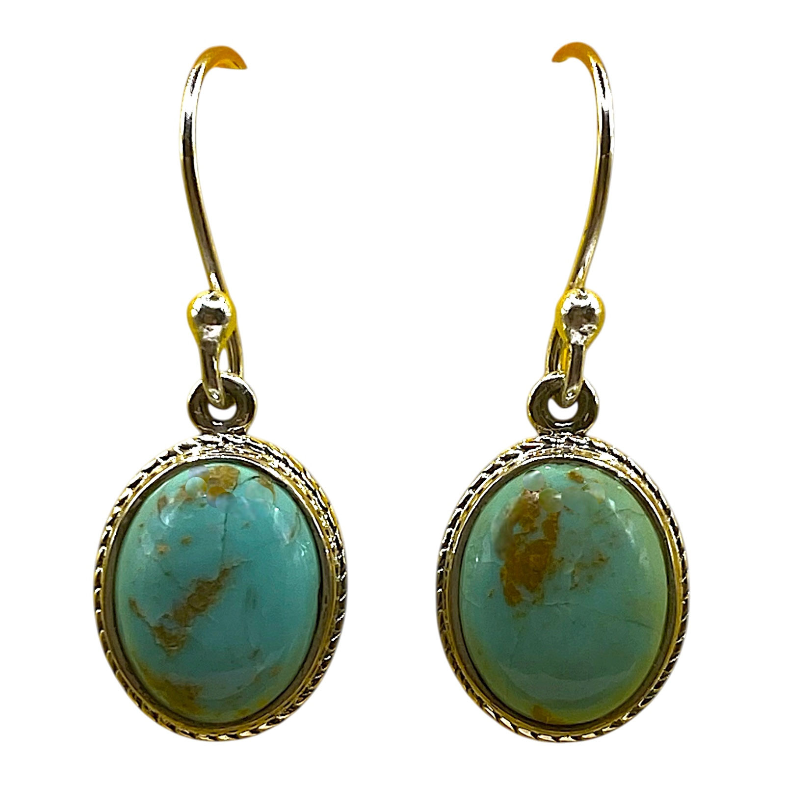 Blue Mohave Turquoise Oval Earrings in Sterling Silver