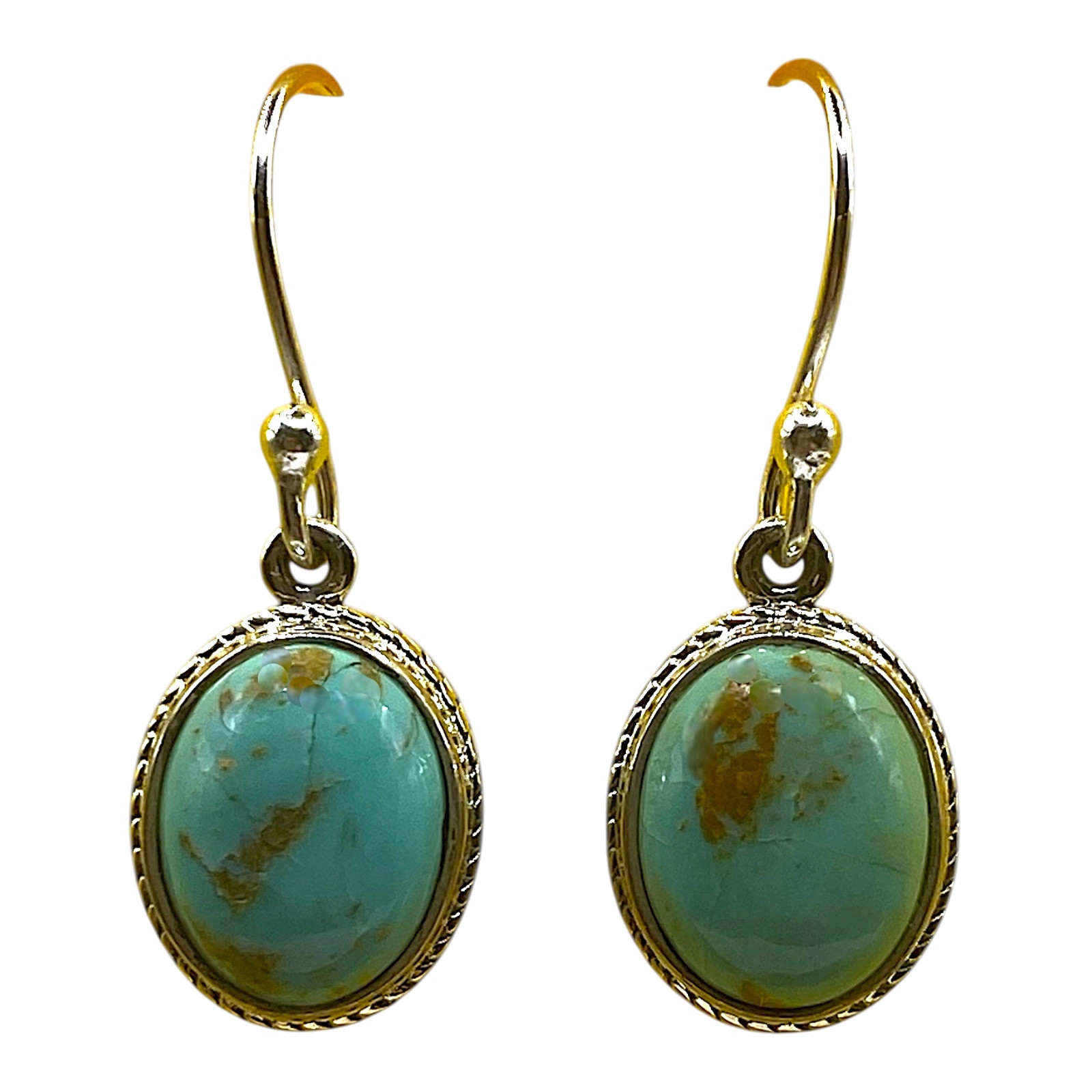 Blue Mohave Turquoise Oval Earrings in Sterling Silver