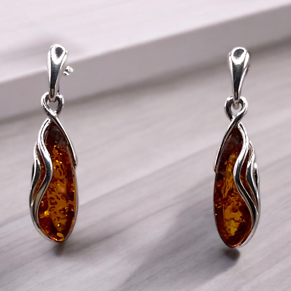 Baltic Amber Earrings - Honey Amber Drops Stud Earrings