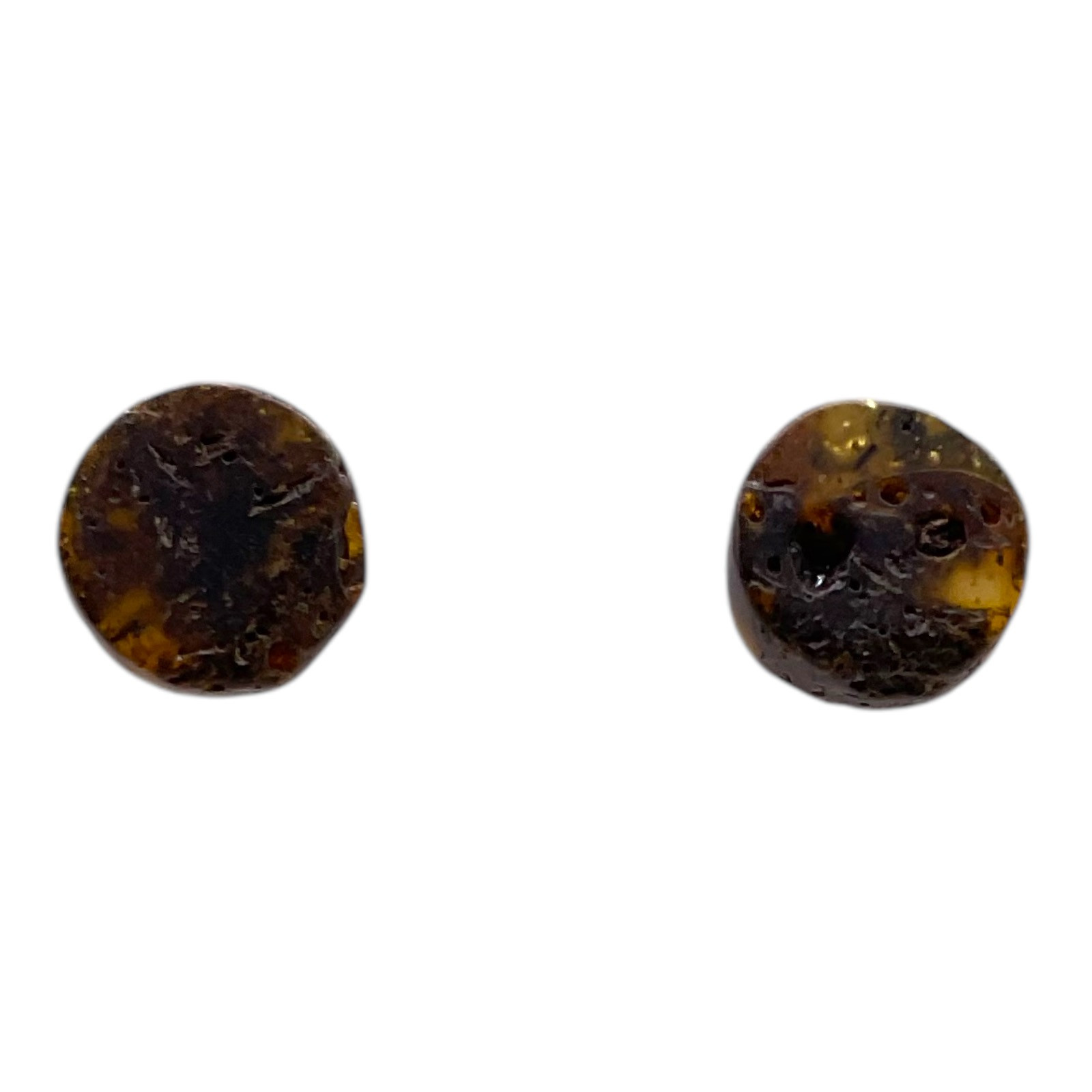 Baltic  Amber Earrings - Black Amber Raw Stud Style Earrings