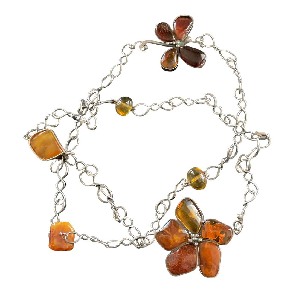 Thumbnail: Elegant amber and silver necklace