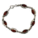 Silver bracelet with red amber stones