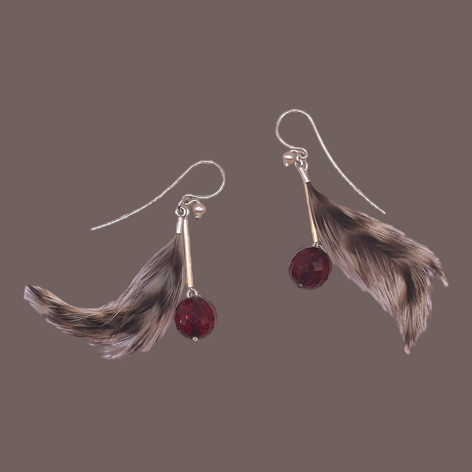 Baltic Amber Earrings: "Faceted Amber With Feathers"